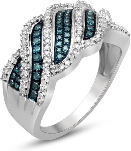 Amazon Collection Sterling Silver Blue and White Diamond Band Ring (1/2 cttw) in Saudi Arabia