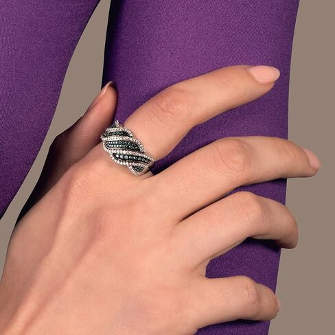 Amazon Collection Sterling Silver Blue and White Diamond Band Ring (1/2 cttw) in Saudi Arabia