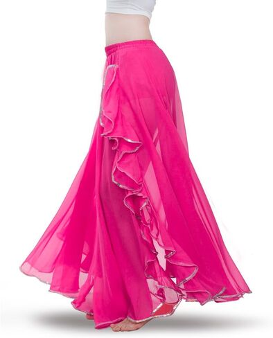 ROYAL SMEELA Women's Chiffon Skirt Belly Dance Costume for Women Dancing Dress High Split Beach Ruffle Bellydance Skirts in Saudi Arabia