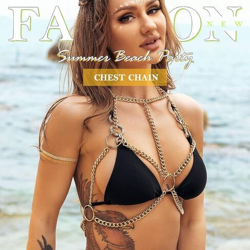 ريتان سلسلة الجسم مكتنزة الذهب أزياء الصدر سلسلة حلقة الهذيان حزب مجوهرات الجسم للنساء والفتيات in Kuwait