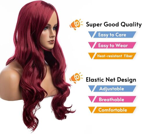 RicHyun Green Wig Womens Long Curly Wavy Green Wig Body Wave Side Part Synthetic Hair Full Wig for Daily Party Cosplay Halloween in Saudi Arabia