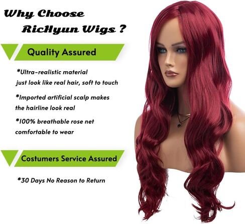 RicHyun Green Wig Womens Long Curly Wavy Green Wig Body Wave Side Part Synthetic Hair Full Wig for Daily Party Cosplay Halloween in Saudi Arabia
