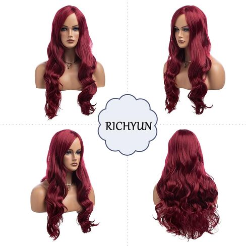 RicHyun Green Wig Womens Long Curly Wavy Green Wig Body Wave Side Part Synthetic Hair Full Wig for Daily Party Cosplay Halloween in Saudi Arabia