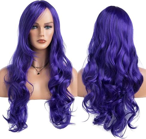 RicHyun Green Wig Womens Long Curly Wavy Green Wig Body Wave Side Part Synthetic Hair Full Wig for Daily Party Cosplay Halloween in Saudi Arabia