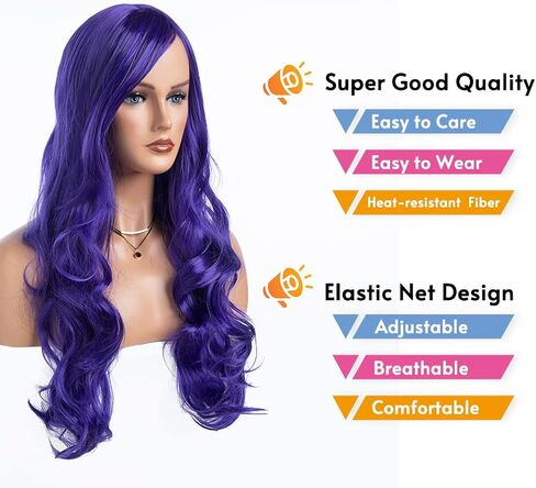 RicHyun Green Wig Womens Long Curly Wavy Green Wig Body Wave Side Part Synthetic Hair Full Wig for Daily Party Cosplay Halloween in Saudi Arabia