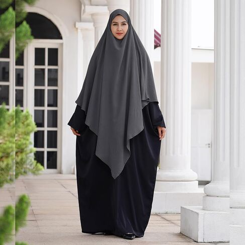 FYMNSI Women's Hijab Muslim Islamic Khimar Long Head Scarf Solid Color Modest Prayer Shawl Hijab Cover for Ramadan Eid in Saudi Arabia