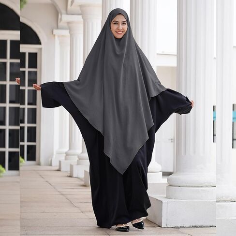 FYMNSI Women's Hijab Muslim Islamic Khimar Long Head Scarf Solid Color Modest Prayer Shawl Hijab Cover for Ramadan Eid in Saudi Arabia
