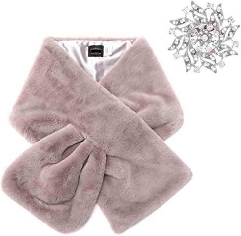 وشاح Yfe للسيدات من الفرو الصناعي طويل من الفرو لحفلات الزفاف من دون أكمام من فرو الزفاف للعرائس ووصيفة العروس in Kuwait