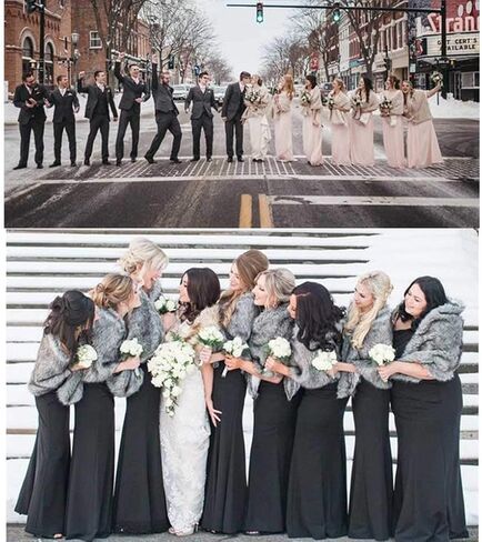 وشاح Yfe للسيدات من الفرو الصناعي طويل من الفرو لحفلات الزفاف من دون أكمام من فرو الزفاف للعرائس ووصيفة العروس in Kuwait