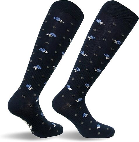 Travelsox Italy Ladies Graduated Compression Socks TS0867 Floral Womens Coolmax Dress, Travel, Play, Navy, Medium in Saudi Arabia