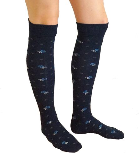 Travelsox Italy Ladies Graduated Compression Socks TS0867 Floral Womens Coolmax Dress, Travel, Play, Navy, Medium in Saudi Arabia