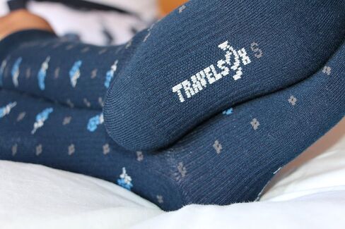 Travelsox Italy Ladies Graduated Compression Socks TS0867 Floral Womens Coolmax Dress, Travel, Play, Navy, Medium in Saudi Arabia