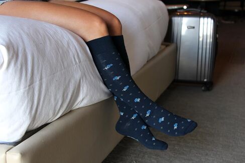 Travelsox Italy Ladies Graduated Compression Socks TS0867 Floral Womens Coolmax Dress, Travel, Play, Navy, Medium in Saudi Arabia