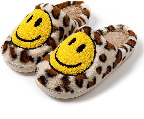 Smiley Face Slippers for Women Men, Retro Plush House Slippers Soft Cozy Memory Foam Slip-on Slippers for Indoor Outdoor in Saudi Arabia