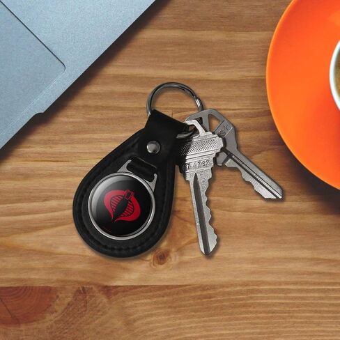 GRAPHICS & MORE G.I. Joe Cobra Logo Black Leather Keychain in Saudi Arabia