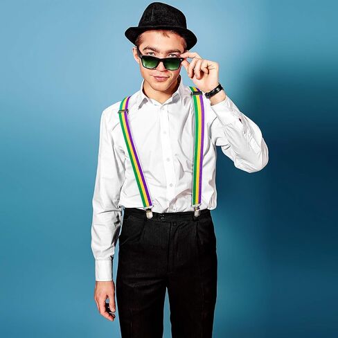 SATINIOR 2 Pack Mardi Gras Suspender Mardi Gras Party Costume Suspenders Adult Suspender Adjustable Elastic Mardi Gras Costume Accessory Sets in Saudi Arabia