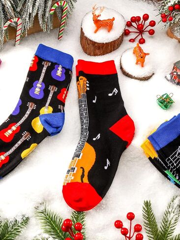 4 ازواج من جوارب الهالوين المبتكرة جوارب عطلة جوارب اليقطين الغذاء الحصان هدية للرجال النساء عيد الشكر عيد الميلاد، نمط الجيتار، 0, نمط الجيتار, 0 in Kuwait