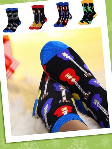 4 ازواج من جوارب الهالوين المبتكرة جوارب عطلة جوارب اليقطين الغذاء الحصان هدية للرجال النساء عيد الشكر عيد الميلاد، نمط الجيتار، 0, نمط الجيتار, 0 in Kuwait