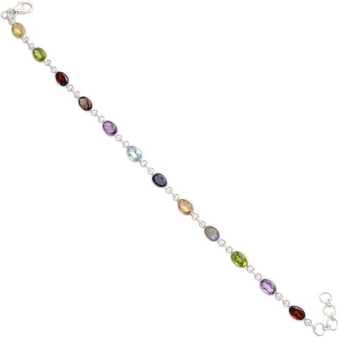 925 Sterling Silver Women's Bracelet Natural Multi Gemstone, 8.75 inch, Gemstone, Topaz in Saudi Arabia
