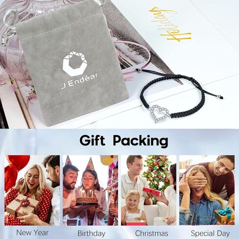 J.Endéar سوار قلب الحب للنساء الفتيات، سوار الزركون المكعب على شكل قلب أنيق مصنوع يدويًا من الفضة الاسترليني والمجوهرات للسيدات قابل للتعديل 16+8 سم in Kuwait