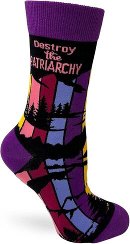 Fabdaz Women's Crew Socks Destroy the Patriarchy Not the Planet, Multicolor, One size in Saudi Arabia