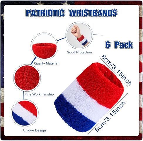 Cindeer 3 Pairs Independence Day American Flag Knee High Socks Patriotic Stars USA Socks 6 Striped Wristbands for Men Women in Saudi Arabia