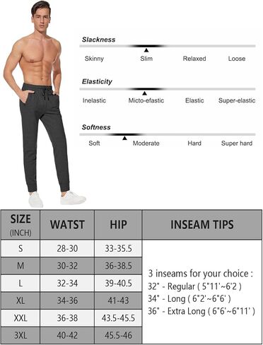 بنطلون رياضي رياضي رجالي من SEVEGO مقاس 32 بوصة/34 بوصة/36 بوصة من القطن خفيف الوزن مع جيوب سحاب وجيوب للأنشطة الرياضية in Kuwait