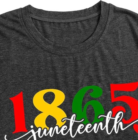 قمصان Juneteenth للنساء 1865 تي شيرت برسومات كاجوال وتيز بألوان قوس قزح وبلوزة الحرية in Kuwait