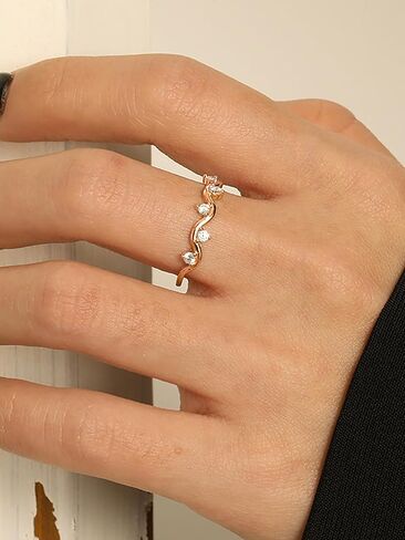 LOVPEPY Highs and Lows Ring for My Girls, S925 Sterling Silver Delicate Love Mother Daughter Rings AAA Zircon Wave Rings to My Daughter Jewelry Gift from MOM Size #6~#10 in Kuwait