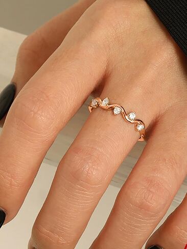 LOVPEPY Highs and Lows Ring for My Girls, S925 Sterling Silver Delicate Love Mother Daughter Rings AAA Zircon Wave Rings to My Daughter Jewelry Gift from MOM Size #6~#10 in Kuwait