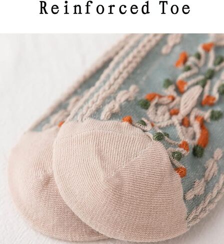 Women’s Crew Socks Soft Cotton Aesthetic Calf Cute Socks with Knitting Floral Pattern 3/5/10-Pairs in Saudi Arabia