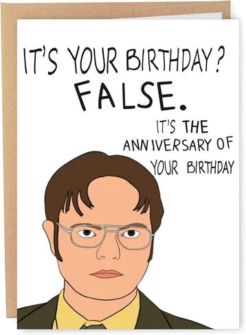 بطاقة عيد ميلاد مضحكة دوايت شروت للرجال، هدية عيد ميلاد المكتب لأفضل صديق للنساء، إنها بطاقة عيد ميلاد زائفة له in Kuwait
