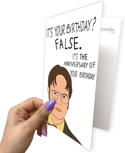 بطاقة عيد ميلاد مضحكة دوايت شروت للرجال، هدية عيد ميلاد المكتب لأفضل صديق للنساء، إنها بطاقة عيد ميلاد زائفة له in Kuwait