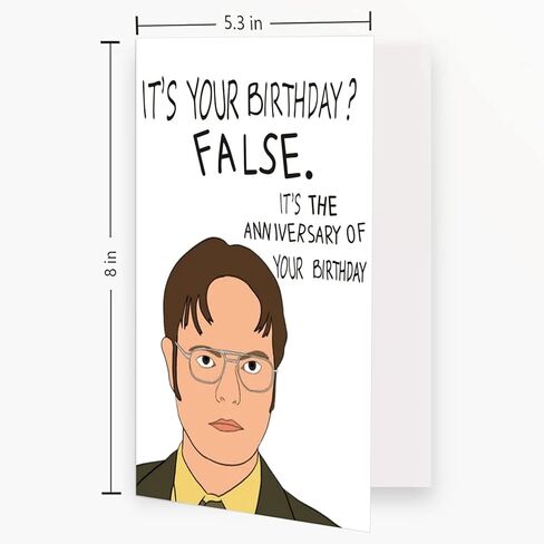 بطاقة عيد ميلاد مضحكة دوايت شروت للرجال، هدية عيد ميلاد المكتب لأفضل صديق للنساء، إنها بطاقة عيد ميلاد زائفة له in Kuwait