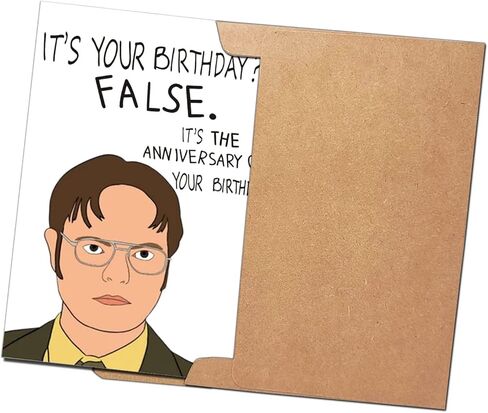 بطاقة عيد ميلاد مضحكة دوايت شروت للرجال، هدية عيد ميلاد المكتب لأفضل صديق للنساء، إنها بطاقة عيد ميلاد زائفة له in Kuwait