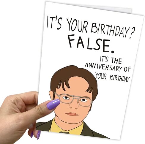 بطاقة عيد ميلاد مضحكة دوايت شروت للرجال، هدية عيد ميلاد المكتب لأفضل صديق للنساء، إنها بطاقة عيد ميلاد زائفة له in Kuwait