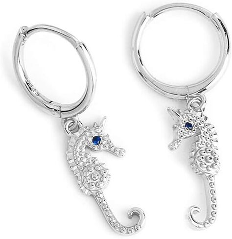 Tropical CZ Seahorse Dangling Tiny Small Huggie Hoop Earrings for Women Teen Girls Cartilage 925 Sterling Silver Cute Unusual Charm Dangle Little Cuff Sleeper Hoops Minimalist Fashion Hypoallergenic Personalized Gifts Daughter in Saudi Arabia