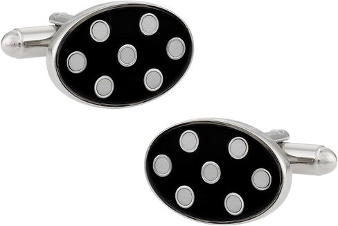 Cuff-Daddy Polka Dot Cufflinks in Black & White with Presentation Box in Saudi Arabia