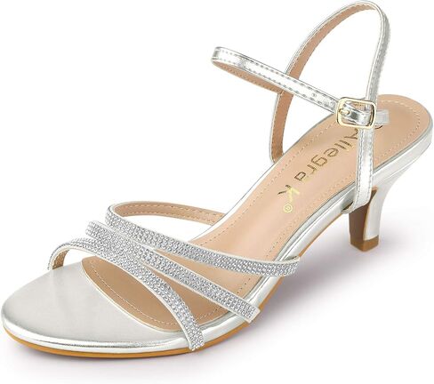 Allegra K Women's Ankle Strap Rhinestone Kitten Heel Sandals in Saudi Arabia