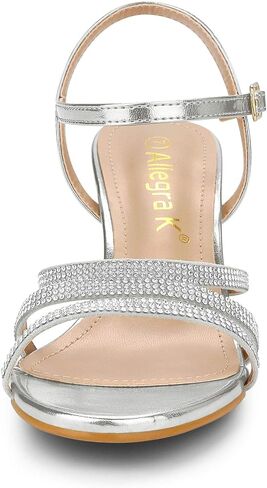 Allegra K Women's Ankle Strap Rhinestone Kitten Heel Sandals in Saudi Arabia