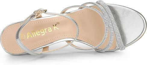 Allegra K Women's Ankle Strap Rhinestone Kitten Heel Sandals in Saudi Arabia