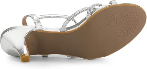 Allegra K Women's Ankle Strap Rhinestone Kitten Heel Sandals in Saudi Arabia