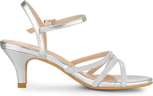 Allegra K Women's Ankle Strap Rhinestone Kitten Heel Sandals in Saudi Arabia