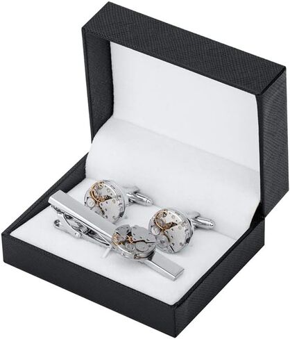 Movement Cuff Links Steampunk Watch Mens Shirt Vintage Watch Tie Clip and Cufflinks Set in Saudi Arabia