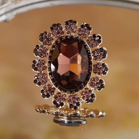 YERTTER Antique Gold Crystal Women Statement Ring Rhinestone Oval Ring Exaggerated Cocktail Ring Vintage Crystal Ring for Women Girls in Saudi Arabia