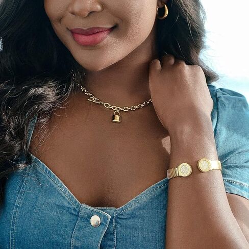 سوار معصم من المعدن المطلي بالذهب من WISTIC للنساء عريض ومرن من الفولاذ المقاوم للصدأ للفتيات هدية المجوهرات، بدون حجر كريم, ستانلس ستيل, بدون أحجار كريمة in Kuwait