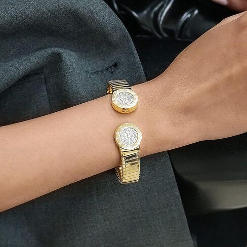 سوار معصم من المعدن المطلي بالذهب من WISTIC للنساء عريض ومرن من الفولاذ المقاوم للصدأ للفتيات هدية المجوهرات، بدون حجر كريم, ستانلس ستيل, بدون أحجار كريمة in Kuwait