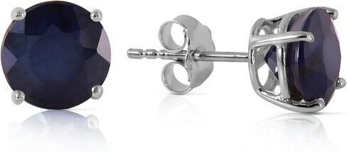 Galaxy Gold GG 14k Solid White Gold Once Upon A Love 3.3 Carat Blue Round Brilliant Cut Sapphire Stud Earrings in Saudi Arabia