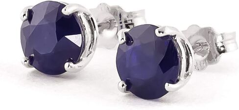 Galaxy Gold GG 14k Solid White Gold Once Upon A Love 3.3 Carat Blue Round Brilliant Cut Sapphire Stud Earrings in Saudi Arabia
