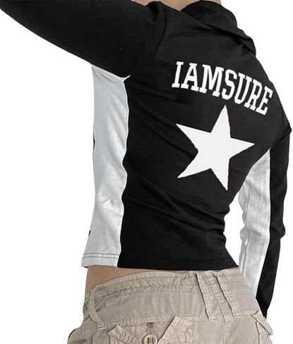 Women Zipper Vintage Jacket Stand Collar Slim Fit Short Coats Y2k Color Block Outwear Blockcore Outfits in Kuwait